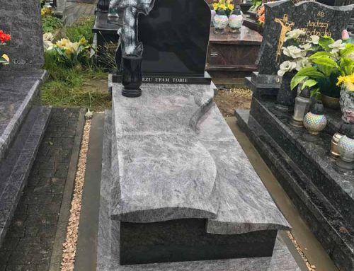 Nagrobek pojedynczy, granit Indian Black + Lavandula