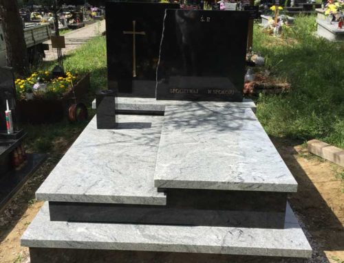 Nagrobek z dwóch granitów Indian black & Viscont White